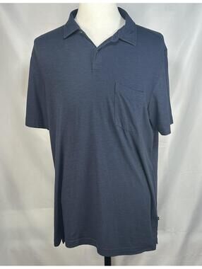 Travis Mathew 1/4 Button Pocketed Polo Shirt Blue Mens L
